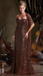 Ivonne D By Mon Cheri - 212d81 Long Dress In Cocoa Copper