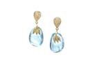 Tresor Collection - 18kt Gold Earring With Pave Diamond And Aquamarine Nugget Drops With Motif