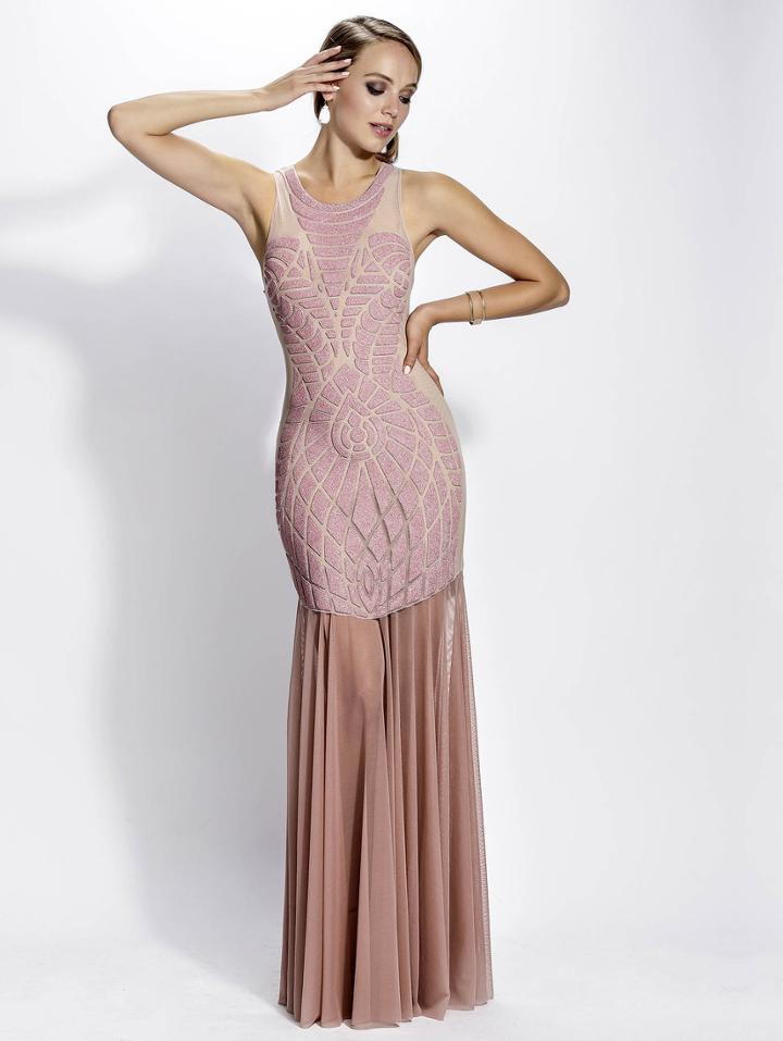 Baccio Couture - Pinar - 3188 Mesh Painted Long Dress