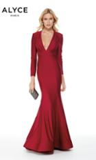 Alyce Paris - 5025 Deep V-neck Slinky Stretch Mermaid Dress