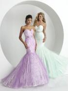 Tiffany Homecoming - Elegant Lace Mermaid Dress With Tulle Skirt And Sweep Train 16142