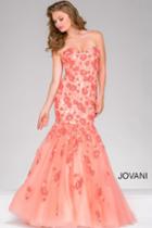 Jovani - Floral Lace Trumpet Dress 45734