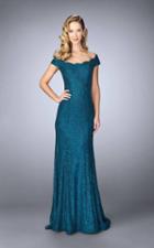 La Femme - 24928 Off-shoulder Lace Evening Gown