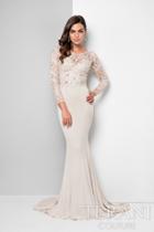 Terani Evening - Embroidered Illusion Bateau Dress 1712m3434w