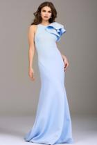 Jovani - 50479 Sleeveless Ruffled Shoulder Long Scuba Dress