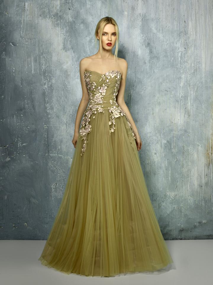 Beside Couture By Gemy - Bc1292 Strapless Floral Applique Gown