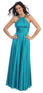 Aspeed - L711 Jeweled Halter Neck Ruched A-line Evening Dress