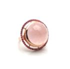 Tresor Collection - Rose Quartz With Ruby Pave Cocktail Ring In 18k Rose Gold