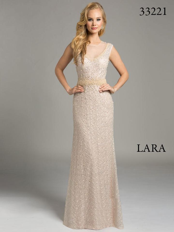 Lara Dresses - Pearl Embellished Jewel A-line Evening Gown 33221