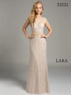 Lara Dresses - Pearl Embellished Jewel A-line Evening Gown 33221