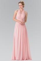 Elizabeth K - Long Chiffon Halter Dress Gl2362