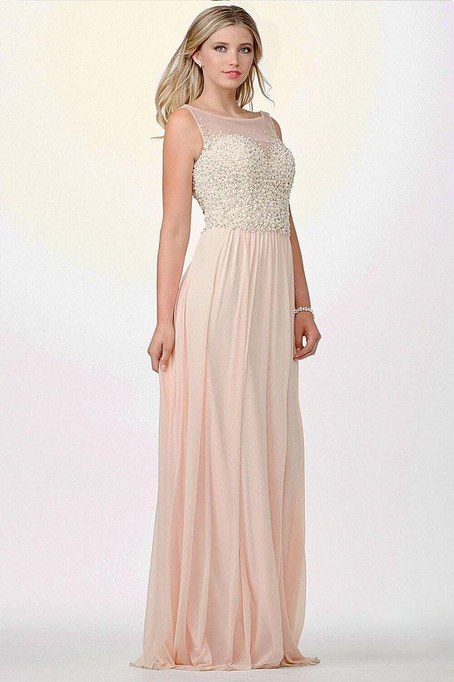 Jovani - Jvn98420 Pearl Embellished Chiffon Dress