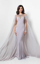 Terani Evening - Beaded Mermaid Gown With Cape 1711m3364