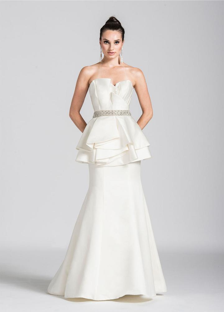 Ashley Lauren - 1092 Asymmetrical Peplum Evening Dress