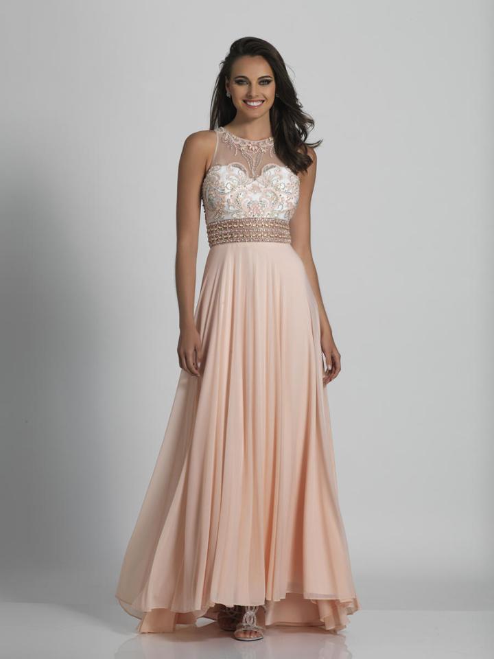 Dave & Johnny - A6213 Sheer Halter Neck Beaded A-line Gown