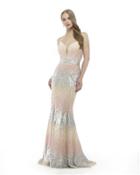 Morrell Maxie - 15805 Thin Strap Sequined Sheath Gown