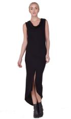 Again Collection - Ellen Super Soft Cowl Neck Dress In Black