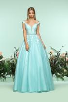 Zoey Grey - 31182 Lace Appliqued Off Shoulder Ballgown