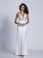 Dave & Johnny - A6217 Deep V-neck Embellished Fitted Gown