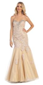 May Queen - Strapless Floral Lace Applique Mermaid Dress Rq7256