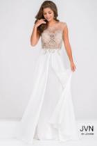 Jovani - Sheer Neck Embellished Bodice Chiffon Prom Dress Jvn45675