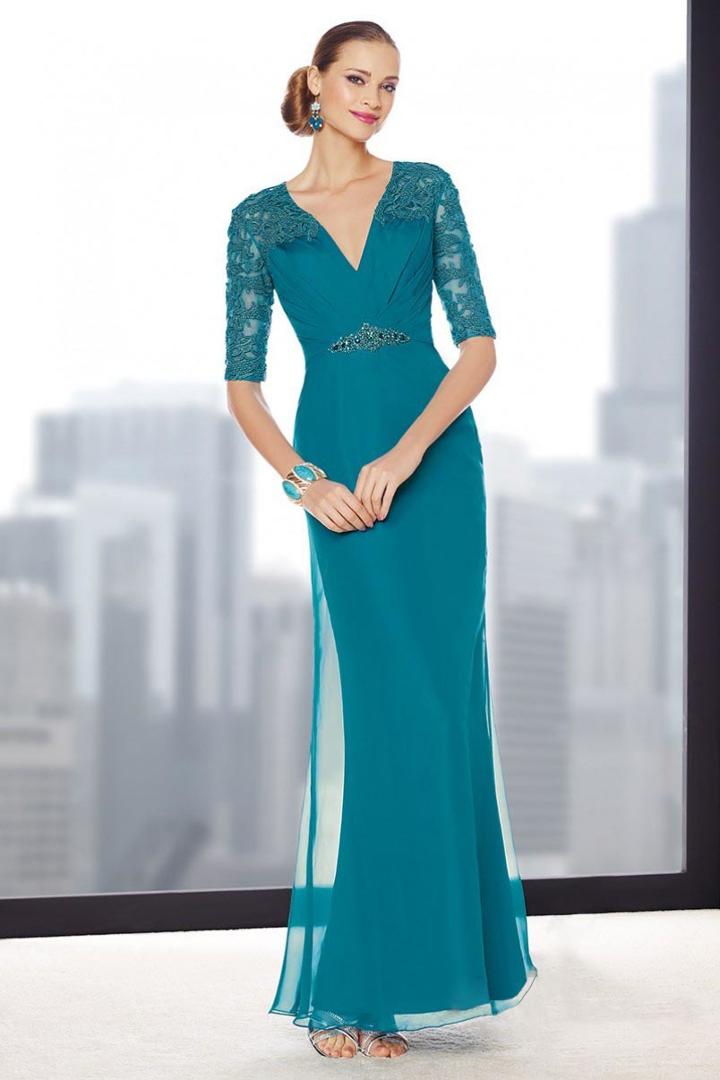 Alyce Paris Jean De Lys - 29711 V-neck Chiffon And Lace Evening Gown