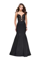 La Femme - 25751 Sleeveless Scalloped Lace Plunge Mermaid Gown
