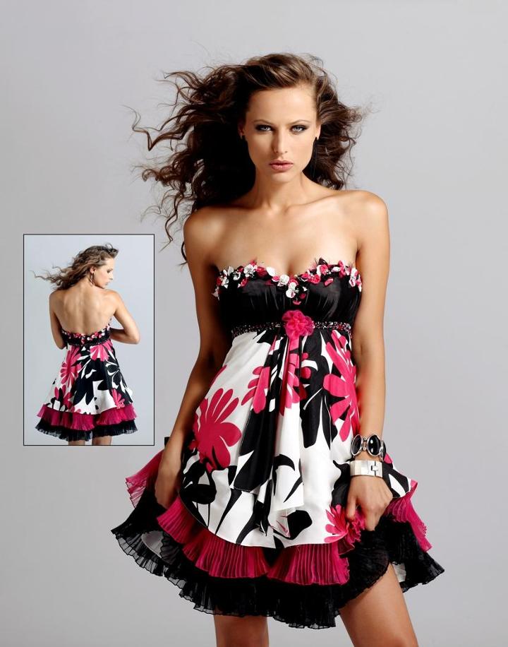 Blush - Strapless Floral Cocktail Dress 9033