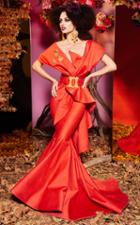 Mnm Couture - 2421a Gilt Ornate Lustrous Kimono Mermaid Gown