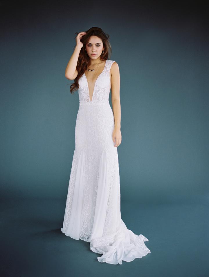 Wilderly Bride By Allure Bridals - F117 Lace Deep V-neck Wedding Dress