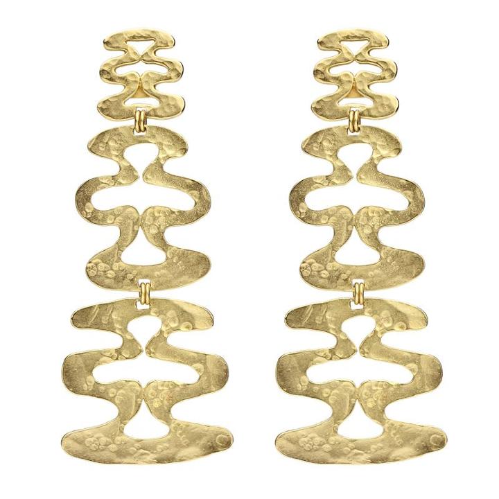 Ben-amun - Helen Of Troy Gold Wave Chandelier Clip Earrings
