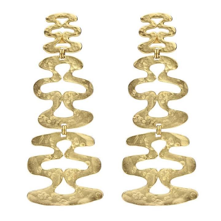Ben-amun - Helen Of Troy Gold Wave Chandelier Clip Earrings