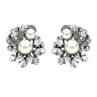 Ben-amun - Crystal Pearl Cluster Clip Earrings