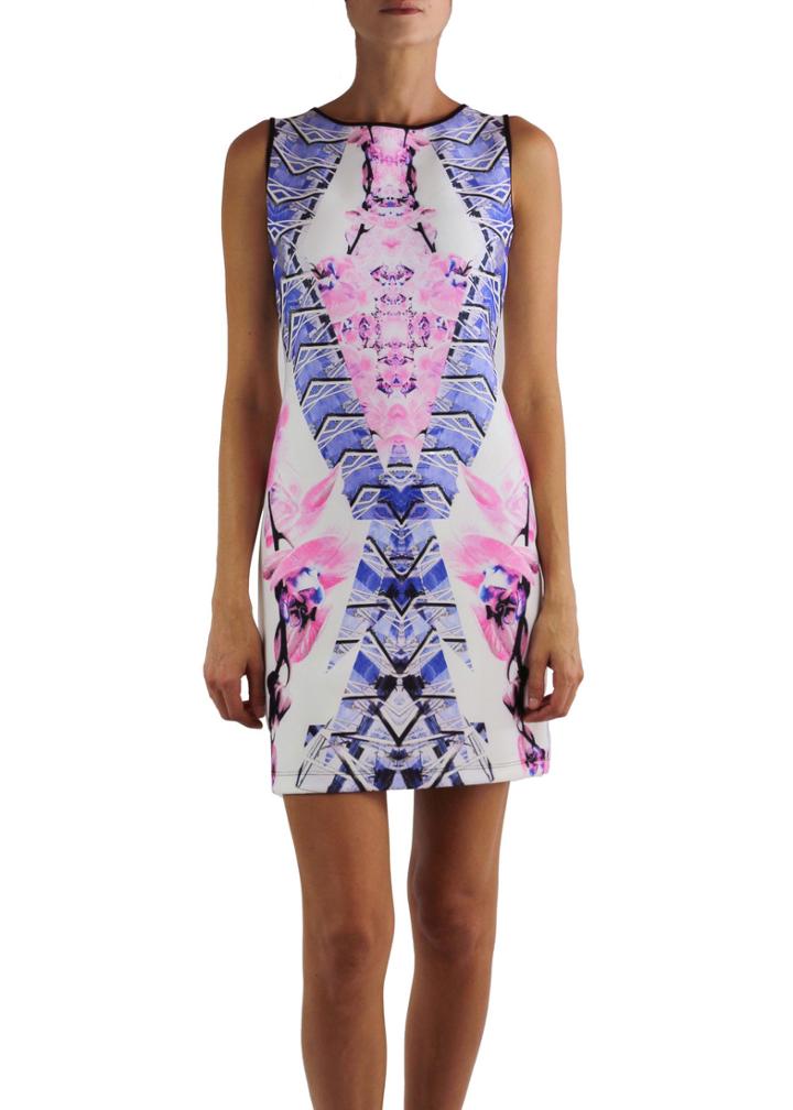 Johanne Beck - Mini Dress White Geo Printed Neoprene