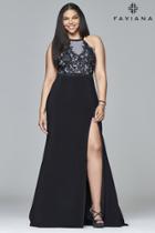 Faviana - 9401 Long Jersey Dress With Lace Bodice