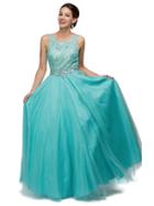 Dancing Queen - Fairy Tale Laced And Jeweled Scoop Neck A-line Dress 8920