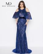 Mac Duggal - 50510d Beaded Velvet Cold Shoulder Evening Dress