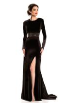 Johnathan Kayne - 8101 Long Sleeved Velvet Evening Gown