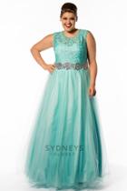 Sydney's Closet - Sc7150 Plus Size Dress In Aqua