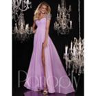 Panoply - Sparkling Beaded Capped Sleeves Gathered Bodice Evening Gown 14763