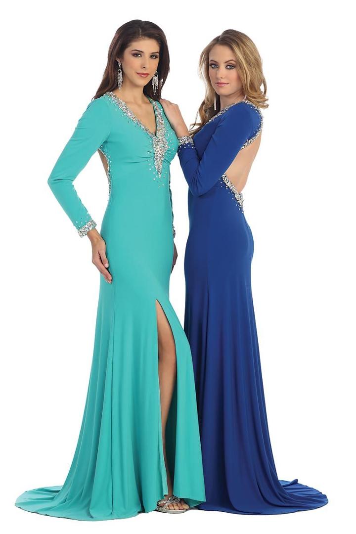 Embellished Plunging V-neck Dress With Open Back