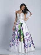 Dave & Johnny - A5606 Strapless Fitted Floral Gown