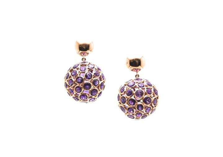 Tresor Collection - Amethyst Sphere Ball Earring In 18k Rose Gold