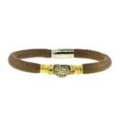 Mabel Chong - Brown Leather Bracelet With Pave Diamond Charm-wholesale