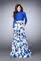 La Femme - Two Piece Floral And Lace Satin Ensemble Prom Dress 24507