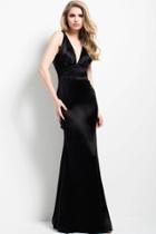 Jovani - 46902 Sleek Plunging Sheath Gown