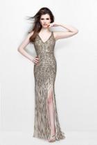 Primavera Couture - Sleeveless V-neck Long Dress With Slit 1832