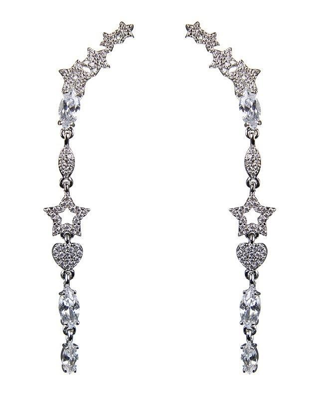 Cz By Kenneth Jay Lane - Heart And Star Drop Earrings