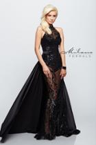 Milano Formals - Embellished Sheer Satin Evening Gown E2134
