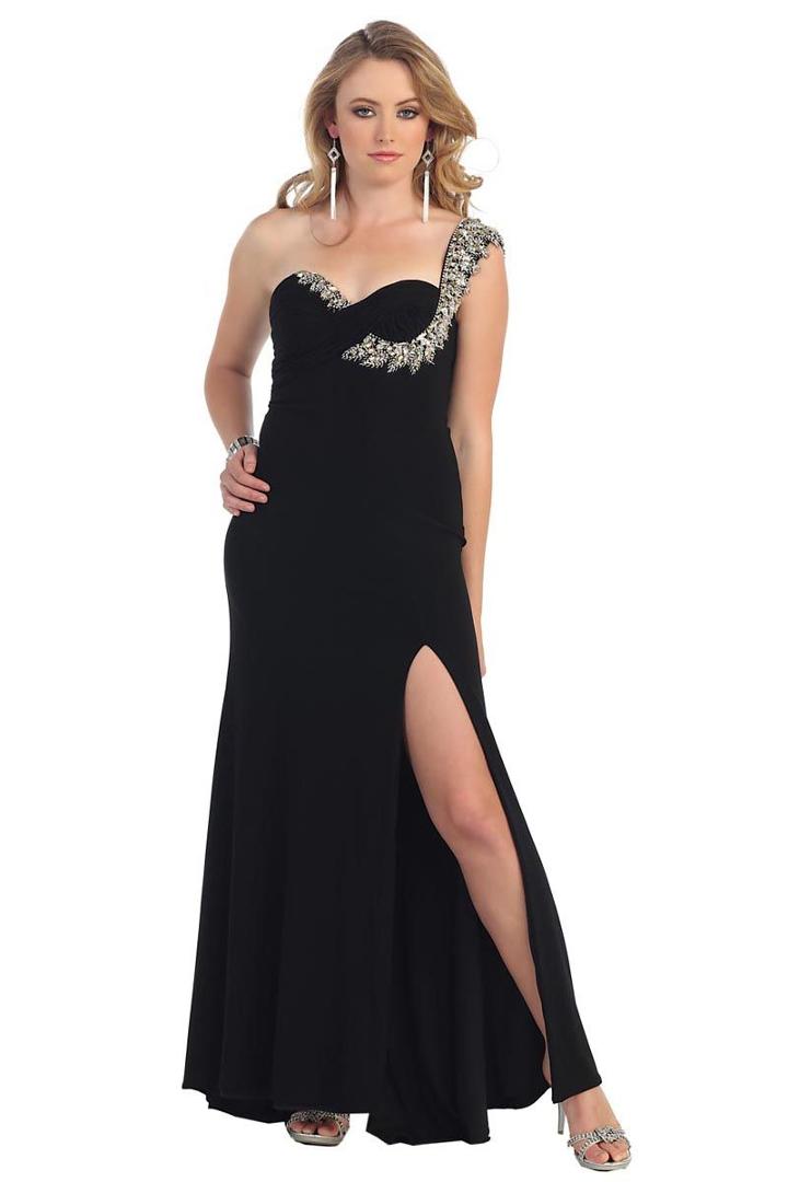 Embellished One-shoulder Long Dress With Ruched Bodice